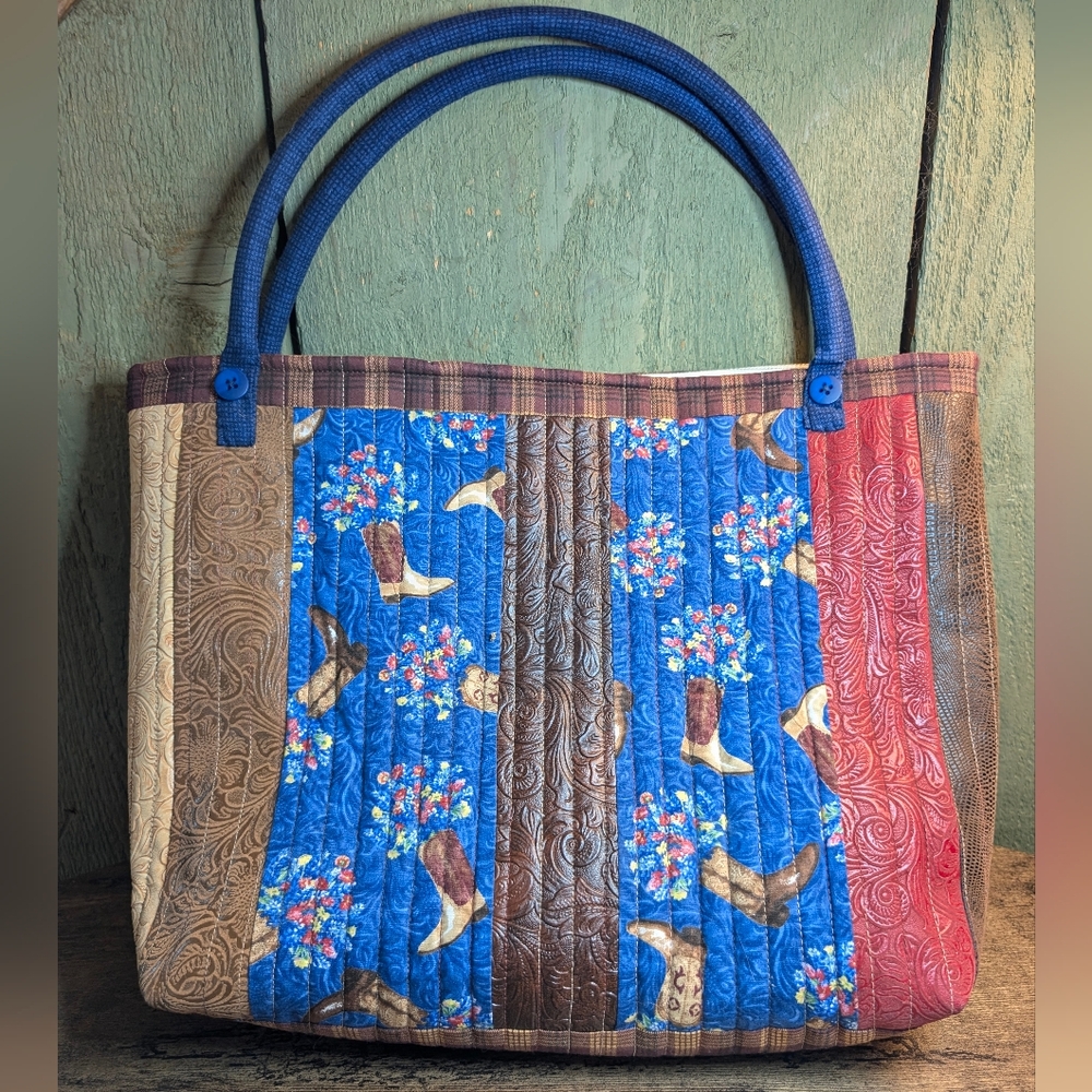 Quilted Patchwork Western Tote Bag - image 5